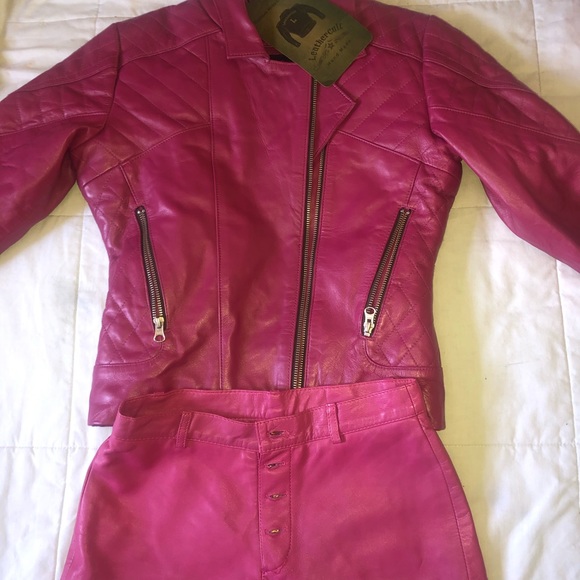 Pink Leather Insulated Jacket by LeatherCulture - Picture 11 of 11
